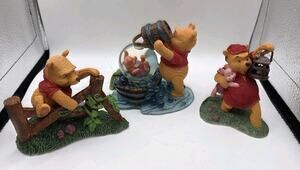 Disney Simply Pooh Lot of 3 Figurines, Small Steps Splashy Times Much Braver